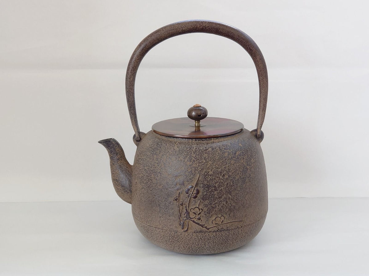 鉄瓶 銅蓋 梅花 長文堂 高さ23cm 長文堂 夏目梅 銅蓋 – waza・kura