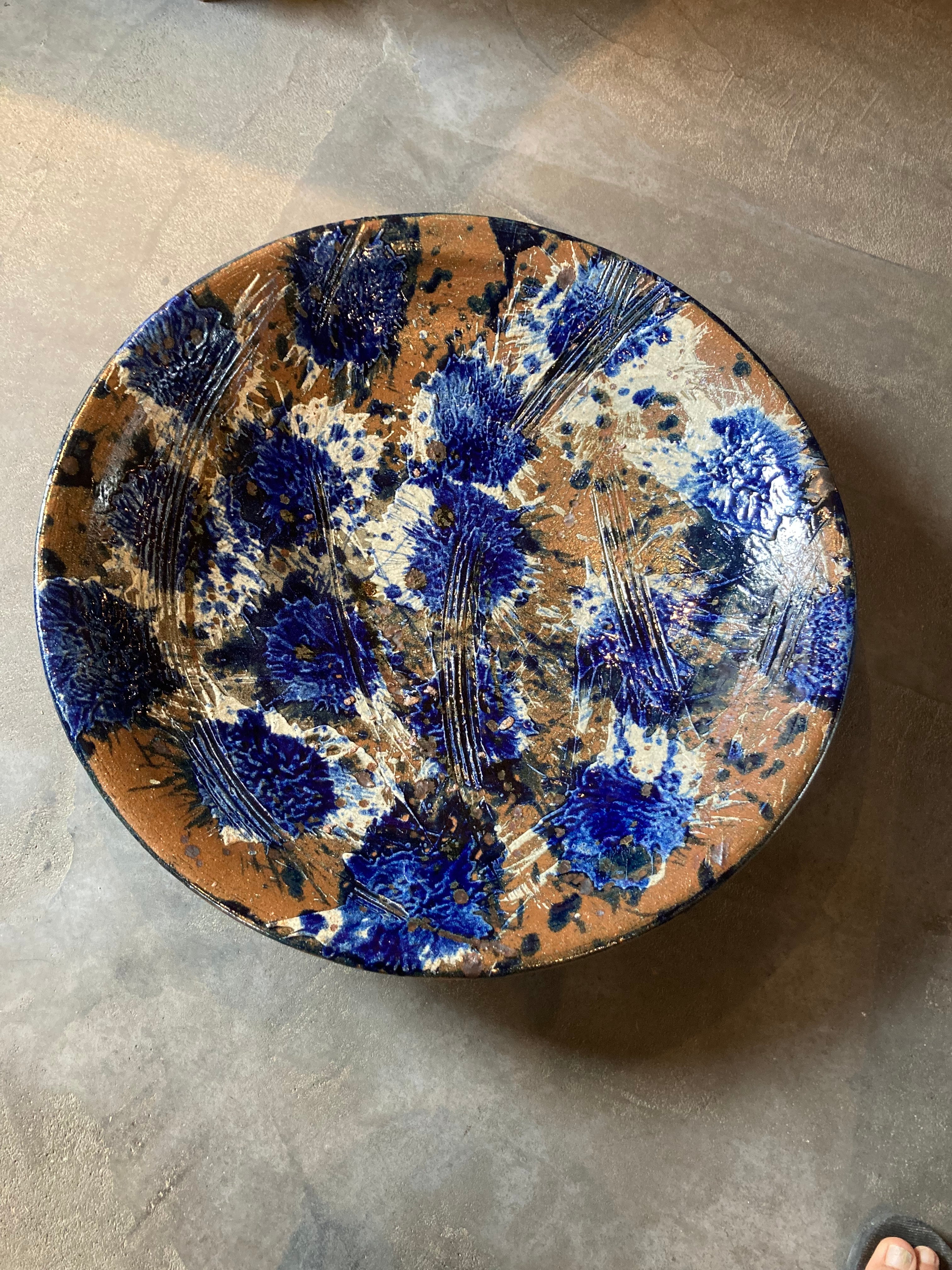 松田共司 コバルト点打特大皿 – waza・kura